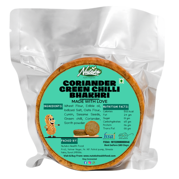 Coriander Green Chilli Bhakhri – Spicy & Herbal Roasted Snack- 200GM